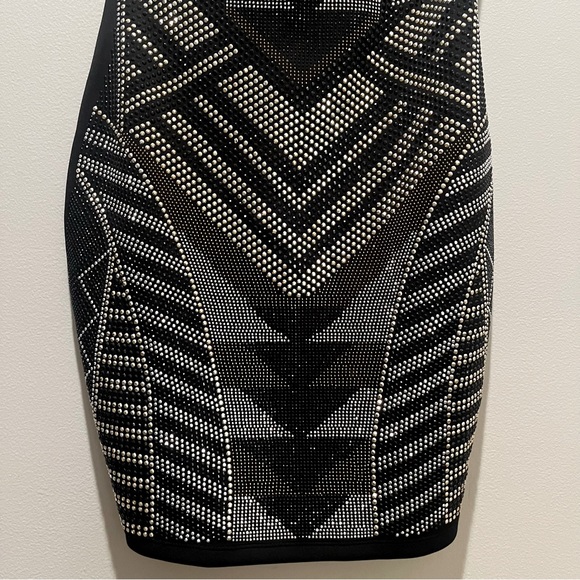 🔥 Ruby Rox Sexy Strapless Studded Mini Dress ✨ Gold & Silver Studs Small S 🖤 - Picture 2 of 5